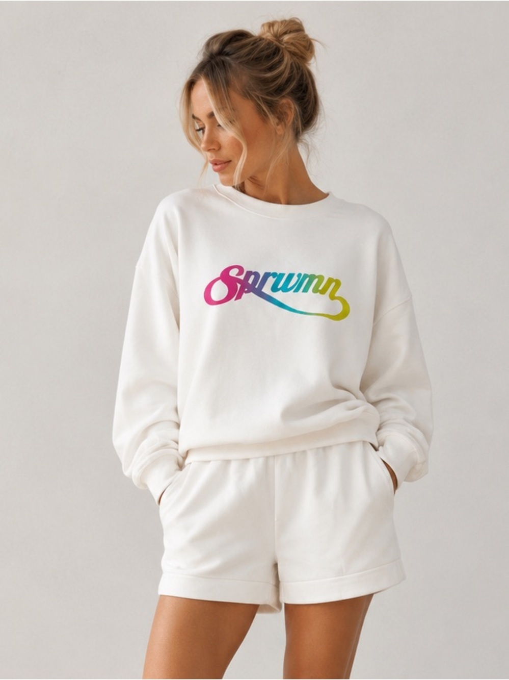SPRWMN Rainbow Logo Oversized Sweatshirt NWT